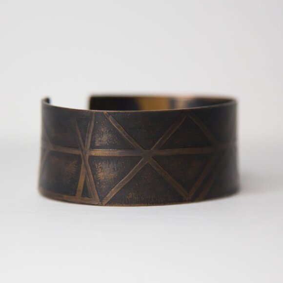 SOLD Vintage Bronze Rune Print Viking Cuff Bracelet - Picture 10 of 11